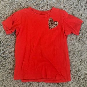 J crew Red t shirt with cheetah heart